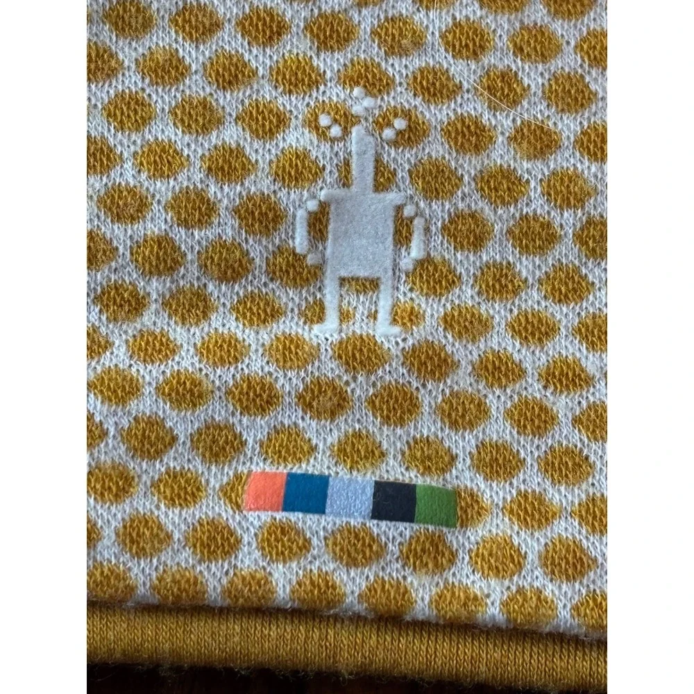 Smartwool Merino Wool Reversible Headband Mustard Yellow Honeycomb Dot Pattern